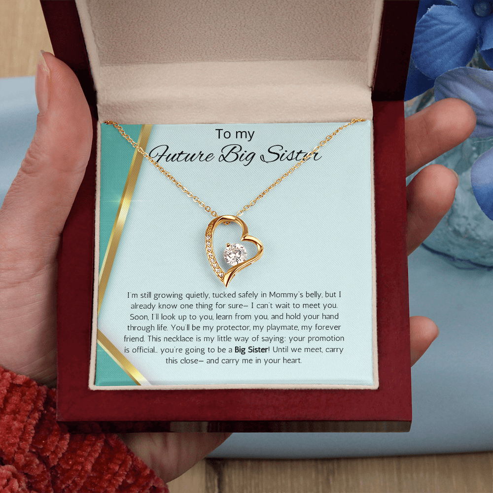 Promoted to Big Sister Gift Necklace Pregnancy Reveal Announcement Forever Love Jewelry Present