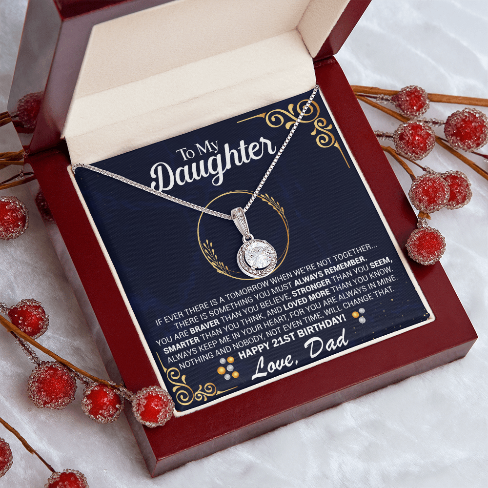 To My Daughter 21st Birthday Gift from Dad Eternal Hope Pendant with Message Card Keepsake from Father Present