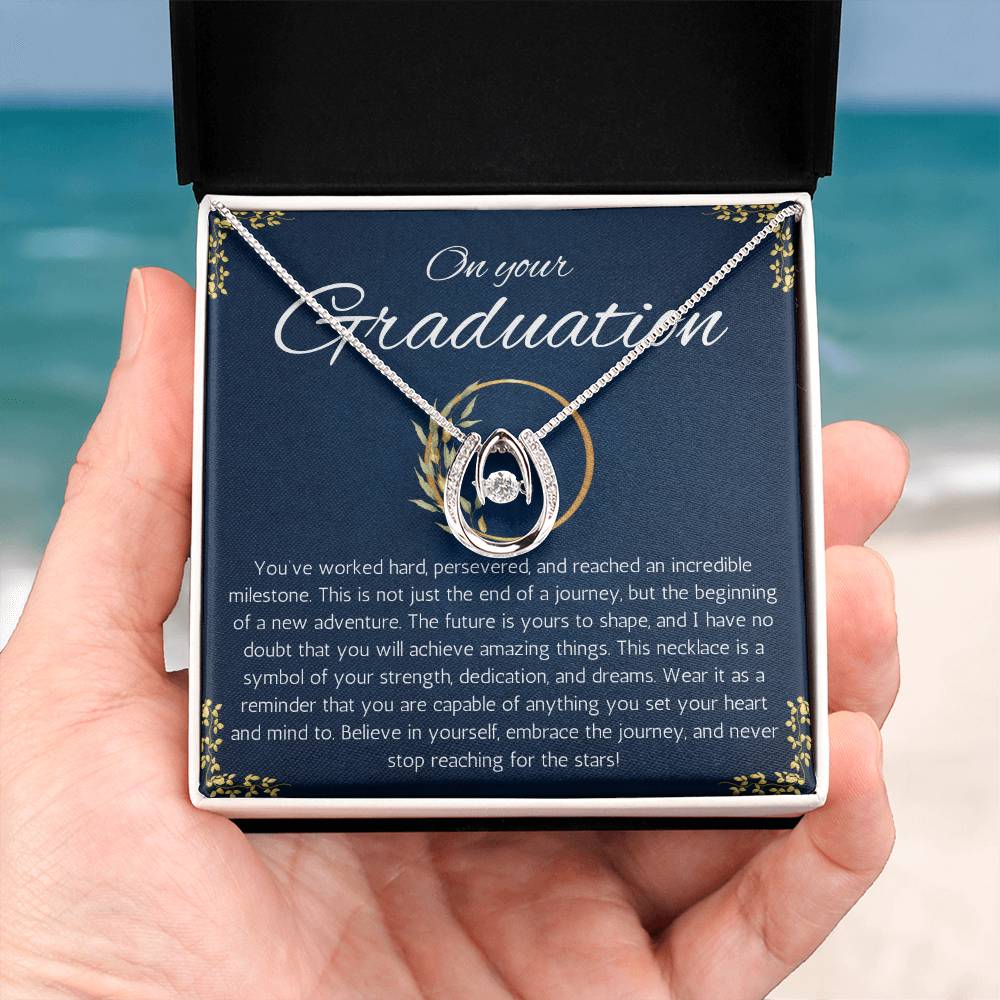 College Graduation Gift For Her, Phd Graduation Gift Necklace for Daughter, Lucky In Love Necklace for Graduation, High School Graduation Gift Necklace