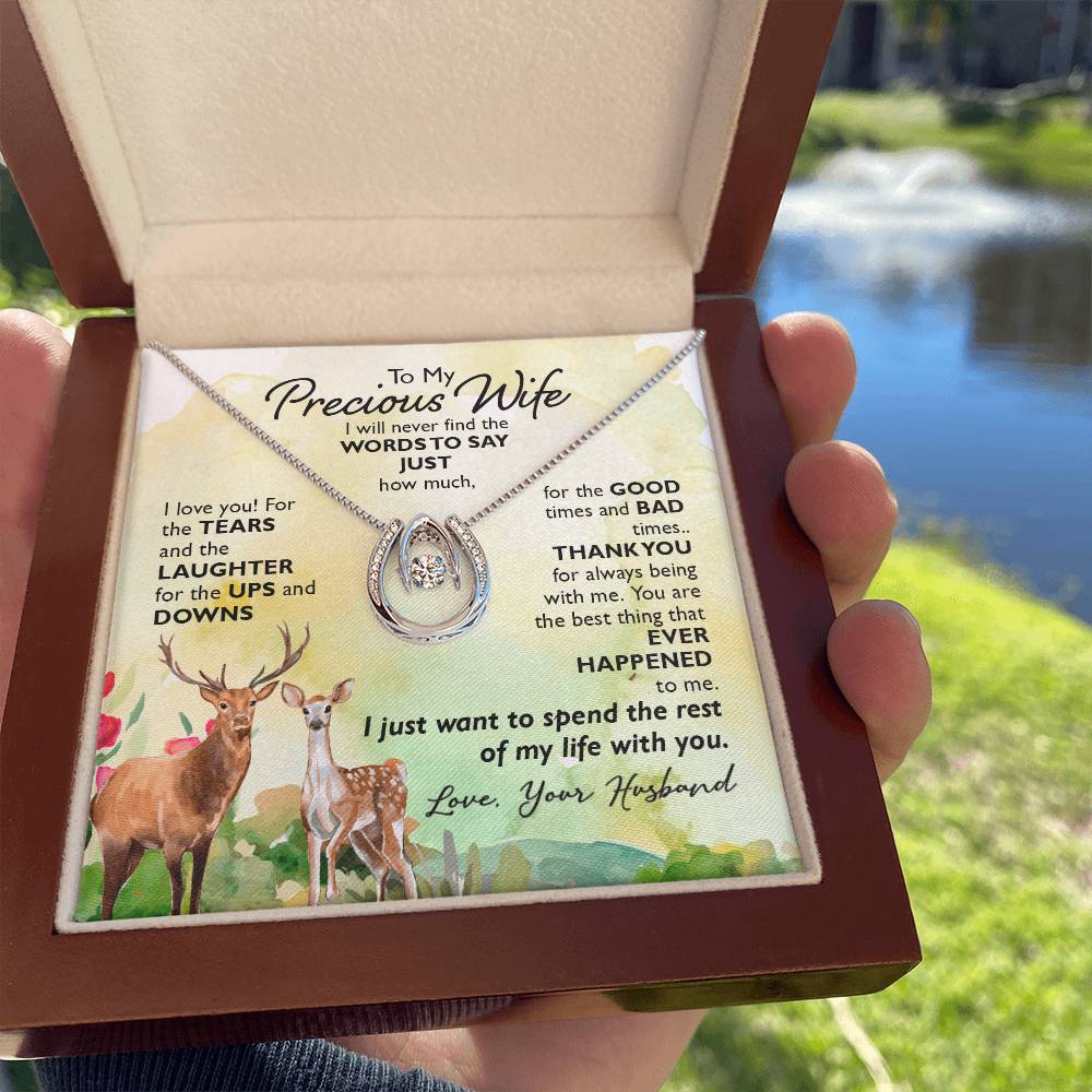 To My Precious Wife Gift Necklace for Birthday Lucky In Love Necklace, Anniversary Gift Jewelry For Wife, Soulmate From Husband, Valentines Day