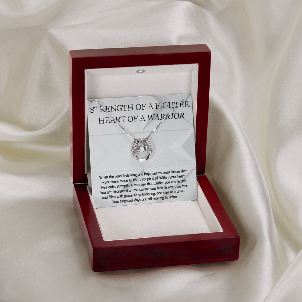 Warrior Lucky in Love Necklace, Strength of a Fighter Jewelry, Encouragement Gift