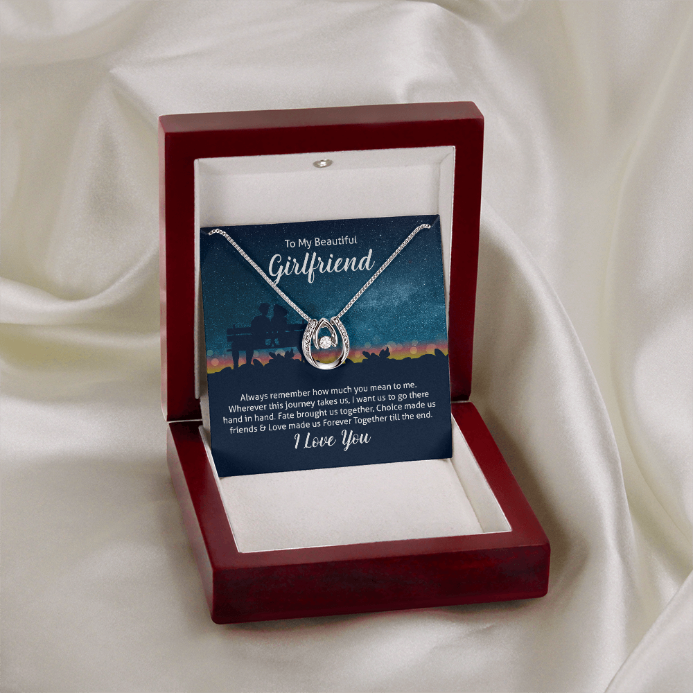 To My Beautiful Girlfriend Gift Necklace, Birthday Gift, Valentines Day, Christmas, Gift Jewelry, Lucky In Love Necklace for Soulmate