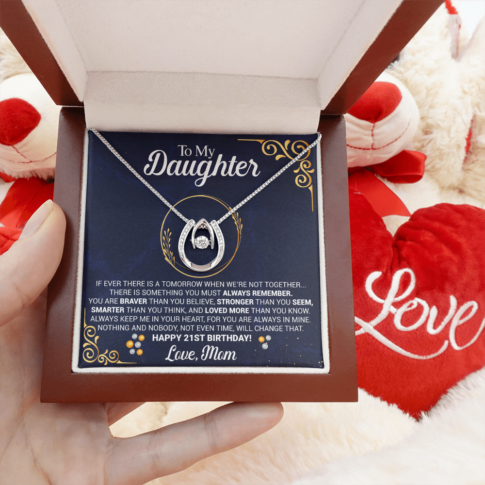 21st Birthday Daughter Gift Necklace, Gift From Mom, Lucky in Love Necklace For 21st Birthday Daughter Girl, Gift for 21st Year Old Daughter from Mother jewelry