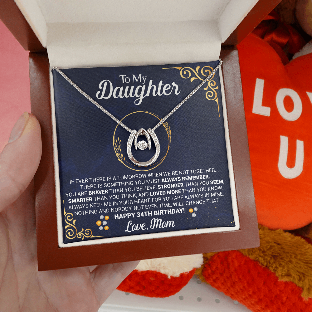 34th Birthday Daughter Gift Necklace, Gift From Mom, Lucky in Love Necklace For 34th Birthday Daughter Girl, Gift for 34th Year Old Daughter from Mother jewelry