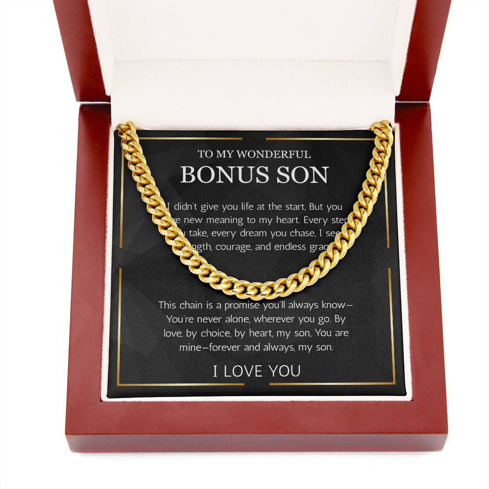 Bonus Son Gift, Cuban Chain Stepson Birthday Gift, Birthday Gift For Bonus Son, Graduation, Christmas Gift, Stepchild Gift, Step Kid Gift