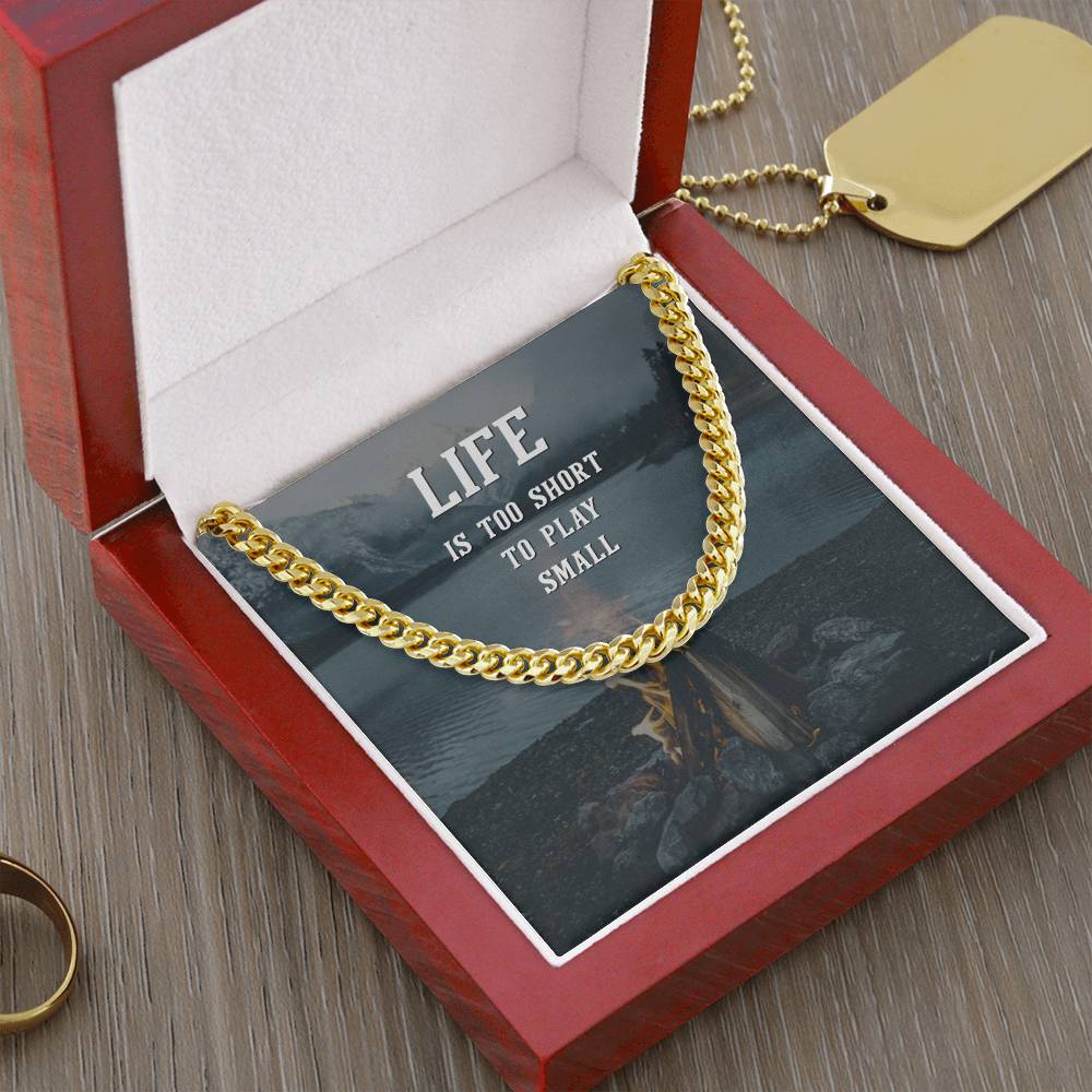 Motivational Gifts For Him, Cuban Link Chain For Husband, Boyfriend, Dad, Birthday Gift For Husband, Father, Boyfriend, Life is too Short