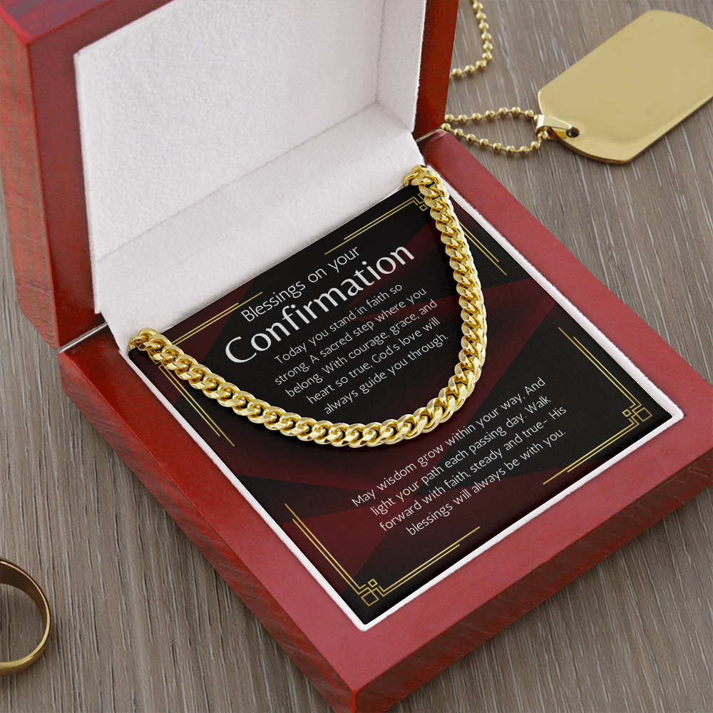 Confirmation Gift for Boys or Men Cuban Chain Necklace with Sentimental Message for Son, Grandson, Nephew, Brother