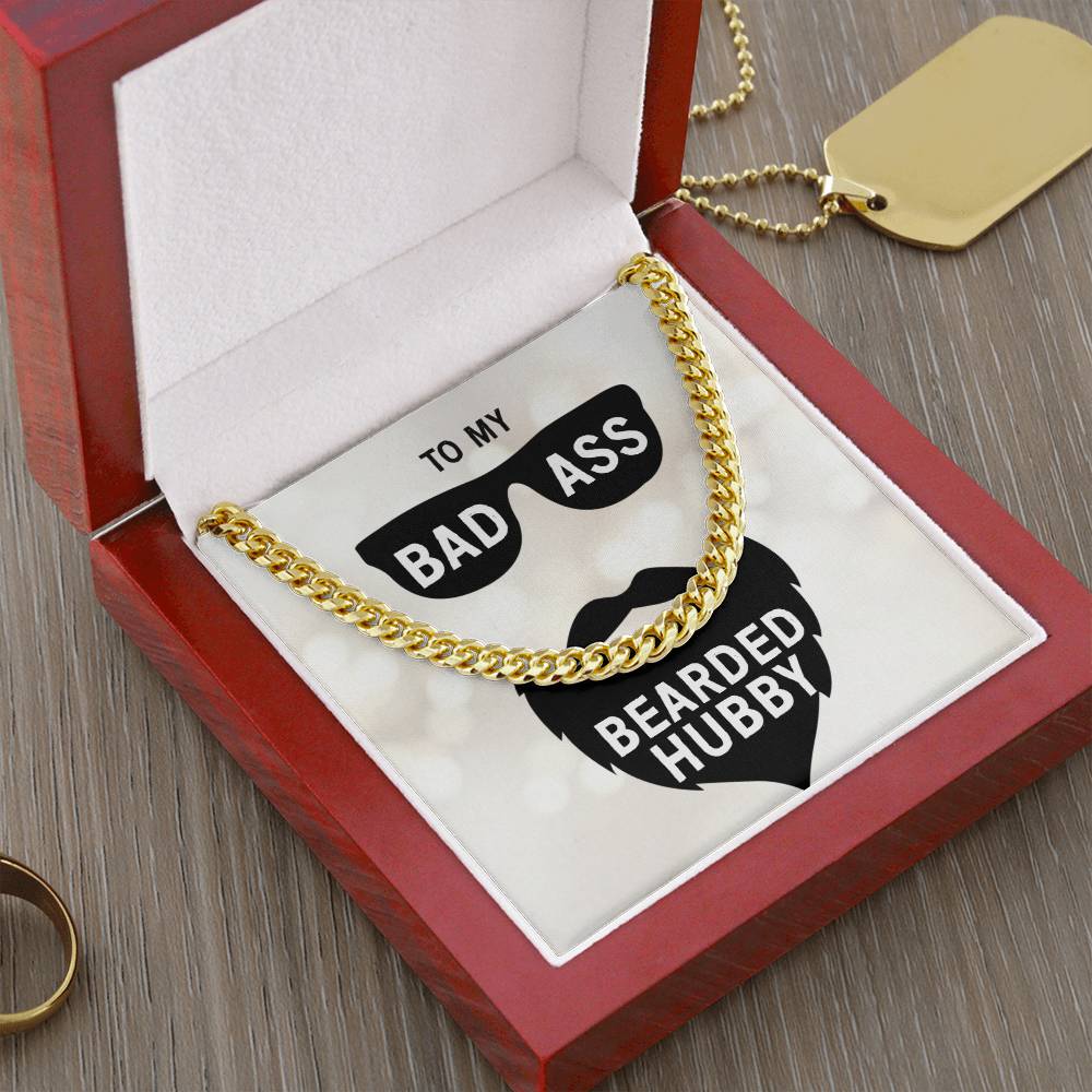 Husband Gift Necklace, Bearded Husband Gift Necklace, Cuban Link Chain Necklace For Husband, Anniversary Gift Necklace For Husband, Birthday Gift Necklace For Husband