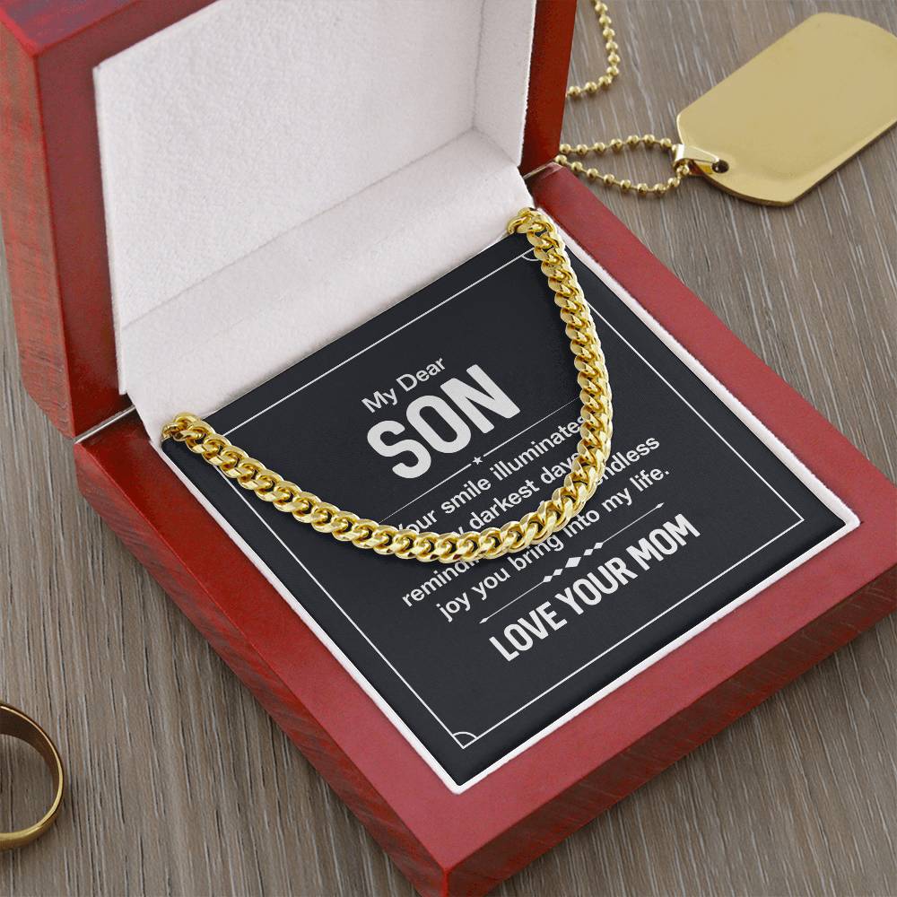 Son Birthday Gift Necklace, Cuban Link Gift Necklace From mom, Graduation Gift Necklace from Mom, Birthday Gift Necklace from Mom to Son