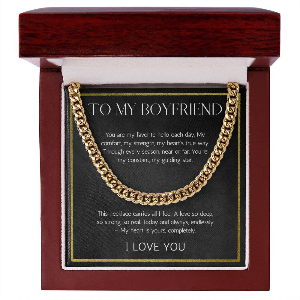 Boyfriend Valentines Day Birthday Anniversary Gift Necklace, Cuban chain Necklace For Boyfriend From Girlfriend, Love Message Card Necklace