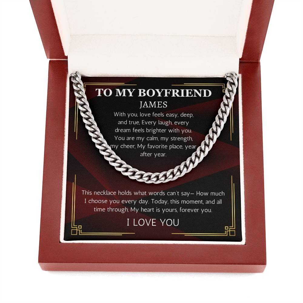 Boyfriend Cuban Chain Necklace, Birthday Necklace For Boyfriend, Boyfriend Necklace, Valentines Day, 1 year anniversary gift for boyfriend