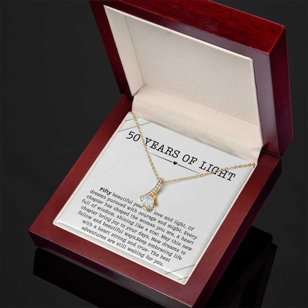 50th Birthday Necklace, Turning 50 Jewelry, Milestone Fifty Birthday Gift Alluring Beauty Present