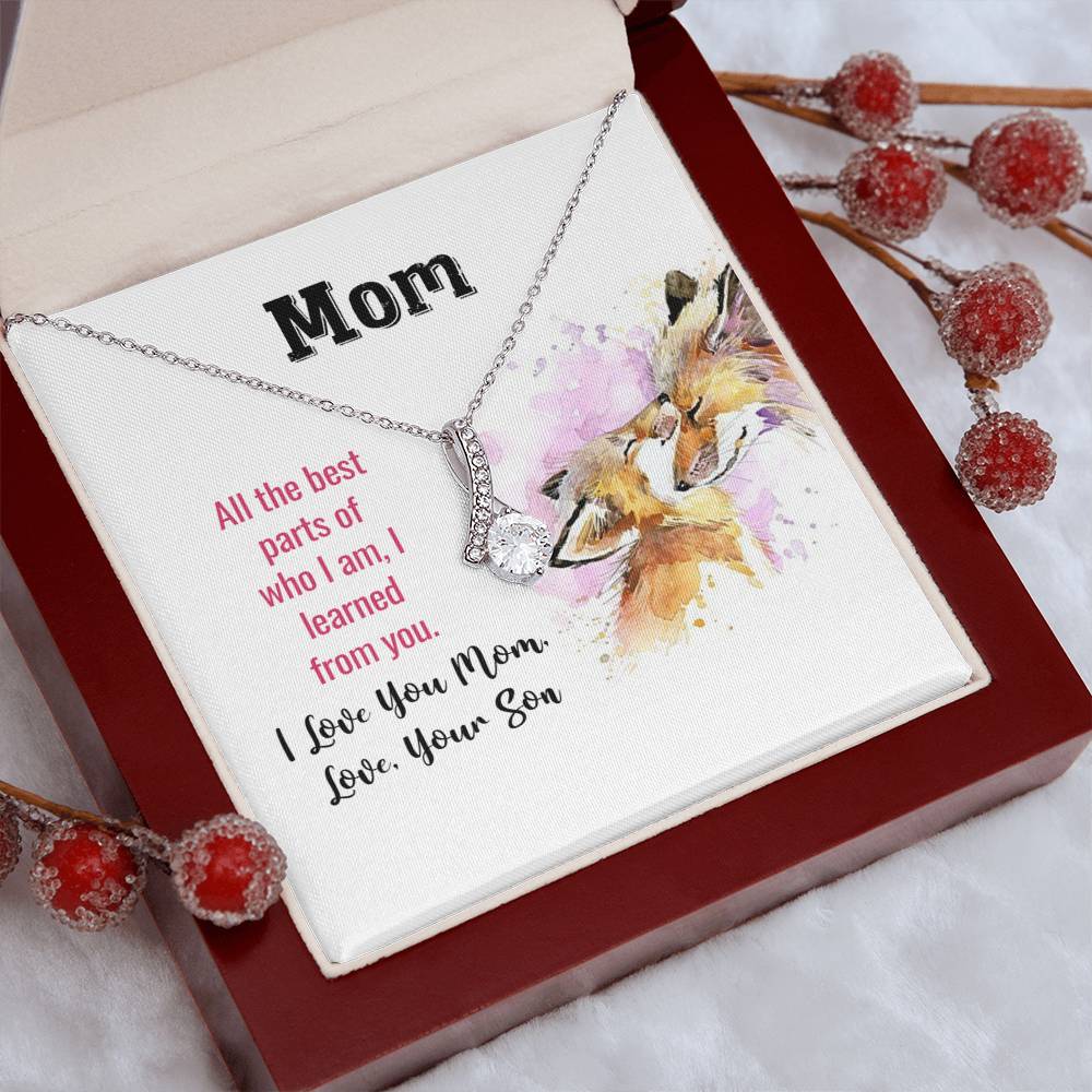 Gift Necklace From Son, Mothers Birthday Necklace, Love Knot Necklace, Mothers Day Gift Necklace, Love You Mom, Gift From Son