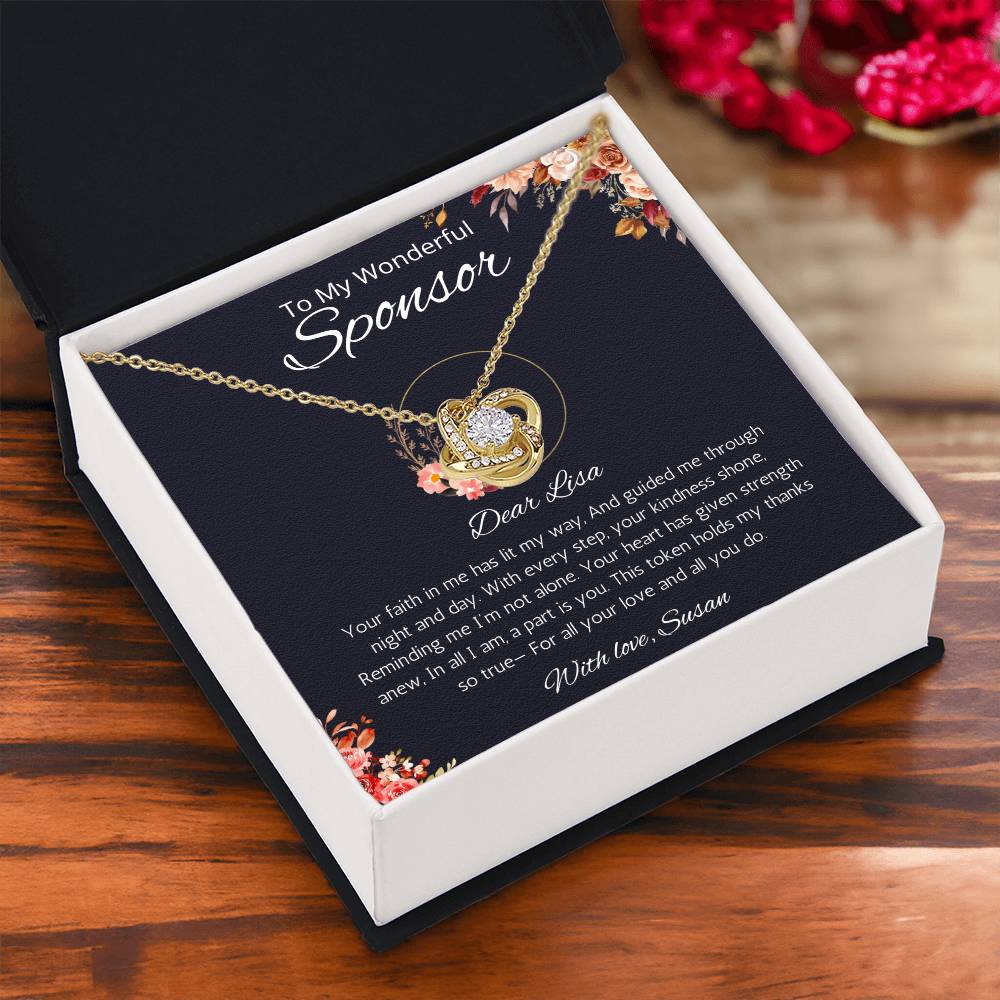 Sponsor Gift Necklace, Personalized Love Knot Necklace For Sponsor, Wedding sponsor Gift, Confirmation Gift Necklace for Sponsor