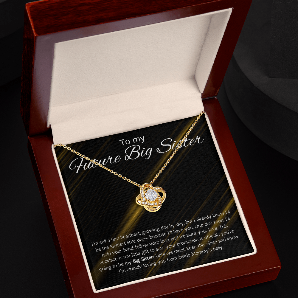 Promoted to Big Sister Gift Necklace Pregnancy Reveal Announcement Love Knot Jewelry Present