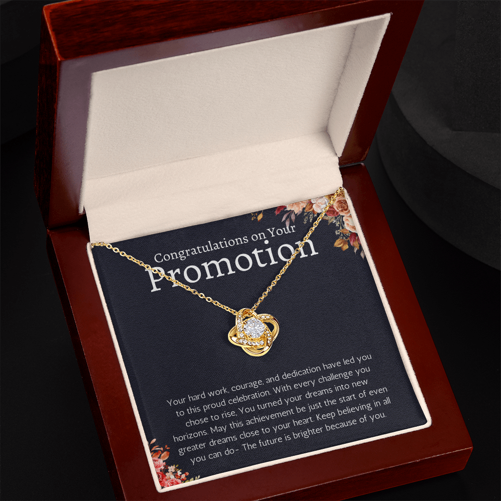 Job Promotion Gifts Necklace for Women Congratulations Gift for Coworker, Boss, Friend or Family Love Knot Jewelry