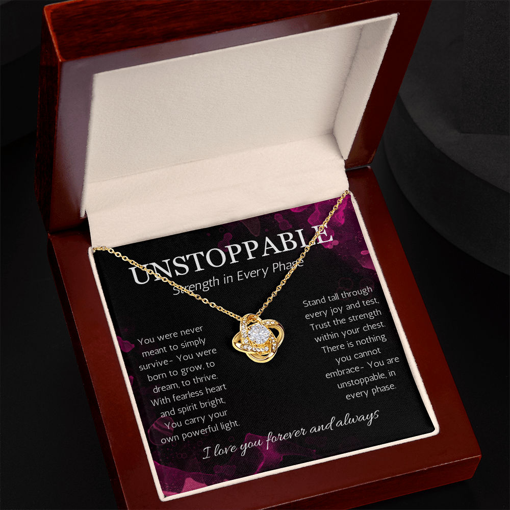 Empowerment Necklace, Resilience Necklace Unstoppable Strong Woman Jewelry Gift Love Knot Present