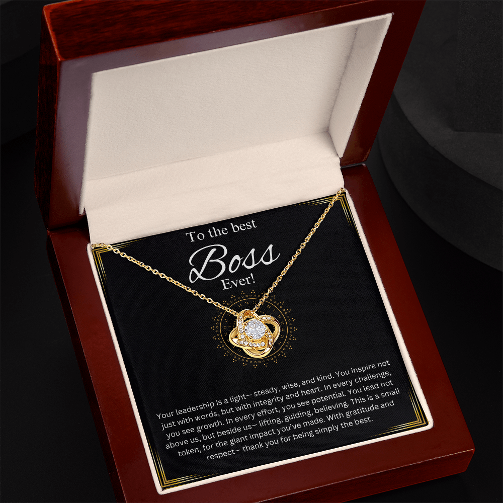 Boss Lady Jewelry, Company Head Necklace, Office Co worker, Executive, Chief, Manager Love Knot Gift