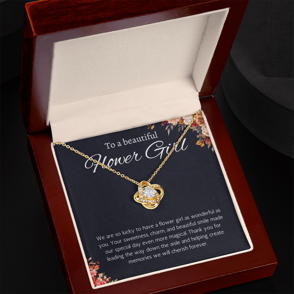 Flower Girl Gift Necklace Flower Girl Thank You Gift Flower Girl Wedding Gift Wedding Bridal Party Love knot Jewelry
