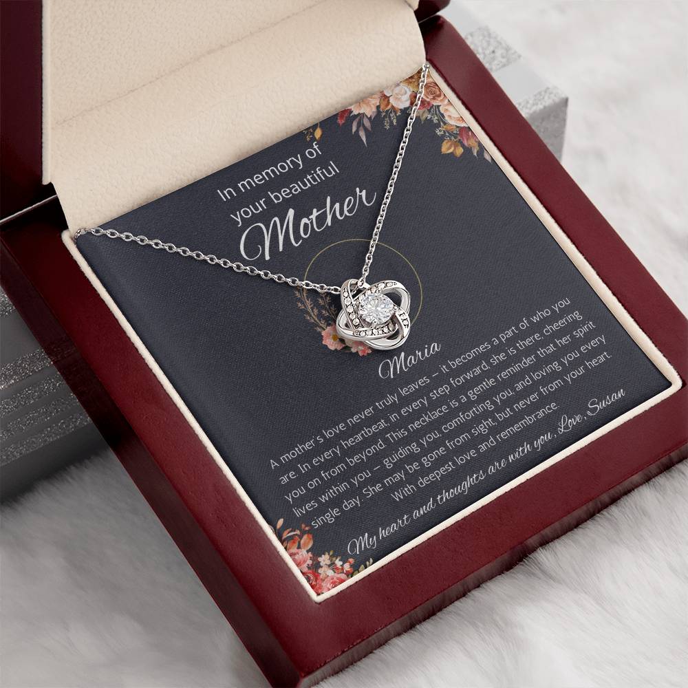 Loss of Mother Memorial Gift Necklace, Sympathy Gift for Daughter Jewelry, In Memory of Mom, Condolence Gift, Love Knot Gift Necklace