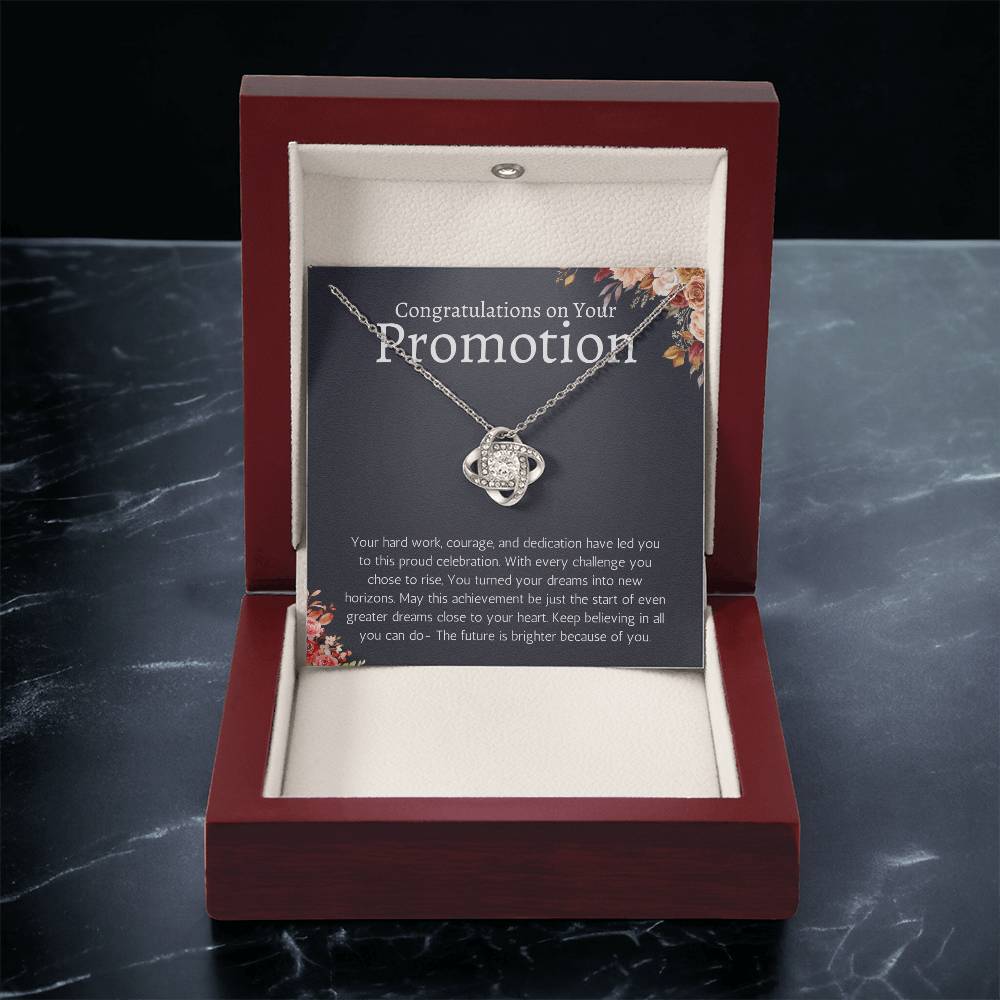 Job Promotion Gifts Necklace for Women Congratulations Gift for Coworker, Boss, Friend or Family Love Knot Jewelry