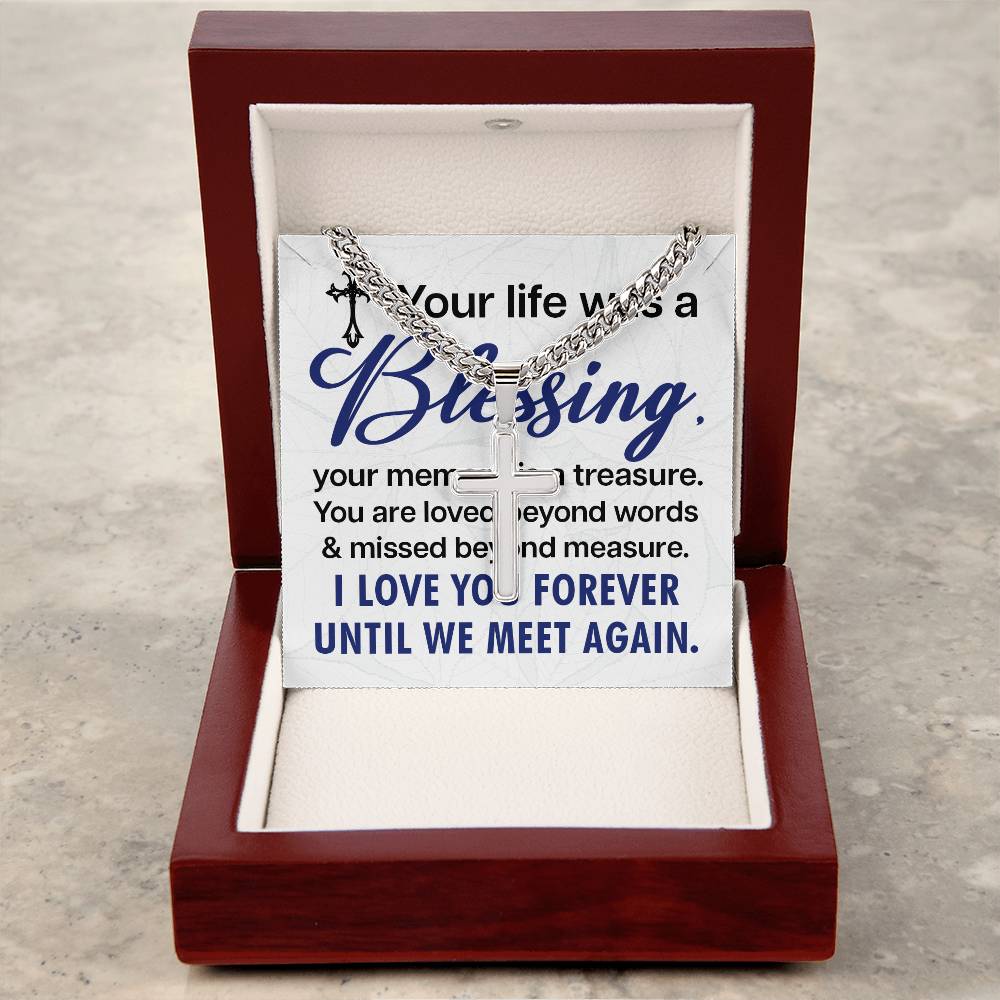 Appreciation Gift Necklace For Men, Boy, Cuban Link Cross Necklace, Holy Communion Gift Necklace For Boys, Graduation Gift Necklace, Thank you Gift