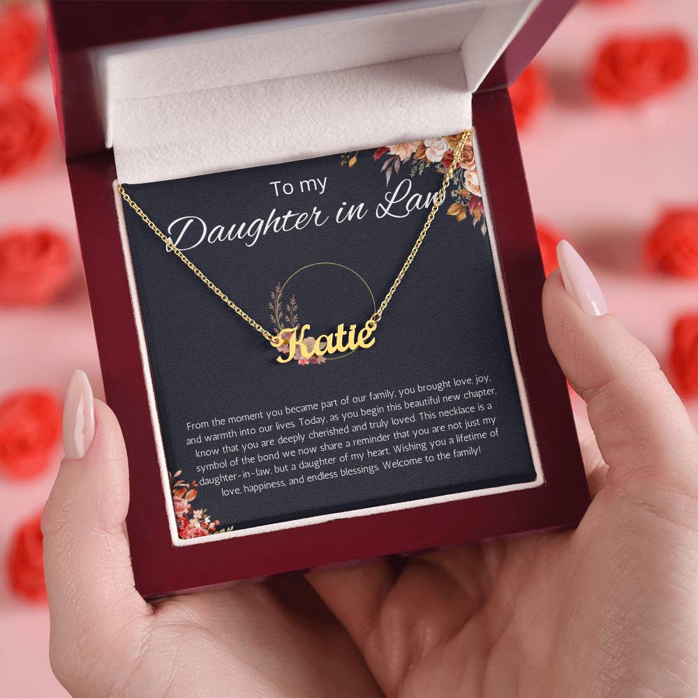 To My Daughter In Law Custom Name Necklace, Birthday Gift Necklace, Wedding, Christmas Gift For Daughter in Law Personalized Name Necklace