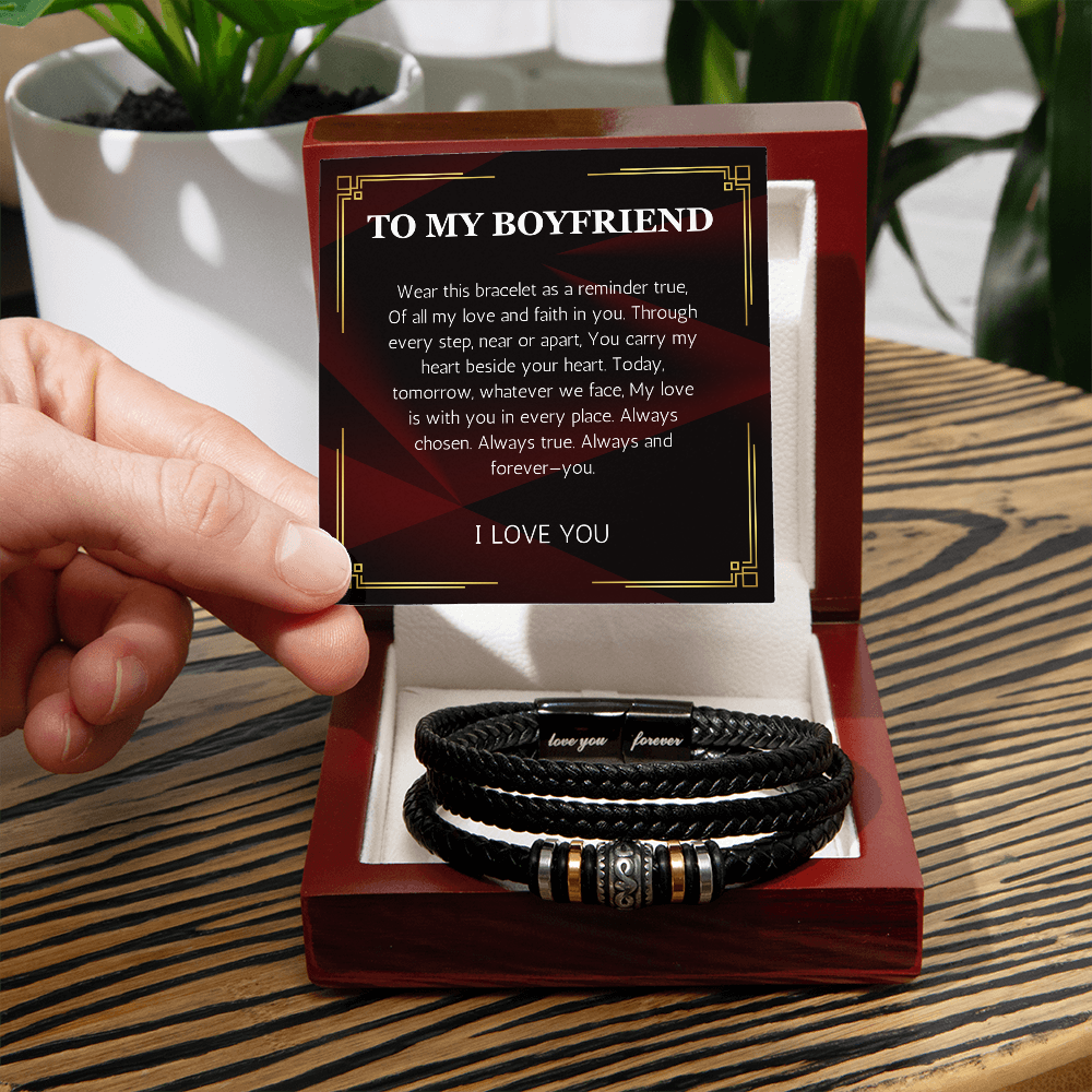 To My Boyfriend Bracelet, Bracelet for Boyfriend, Valentine Gift for Men, Boyfriend Birthday Gift, Anniversary Gift for Him from Girlfriend