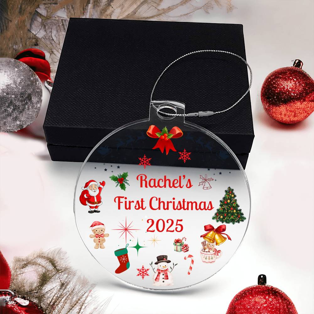 Personalized Baby's First Christmas Ornament Gift 2025, Acrylic Bulb Christmas tree Ornament, Custom Name Gift For New Born Boy or Girl, New Baby Gift