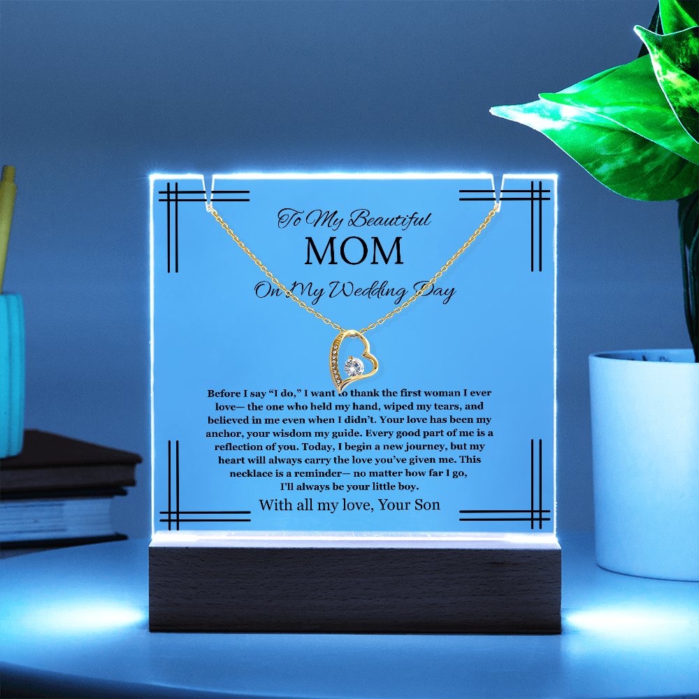 Mother of the Groom Gift From Son To Mom Gift Acrylic Keepsake Jewelry Wedding Gift Necklace Groom to Mother Son to Mother Gift
