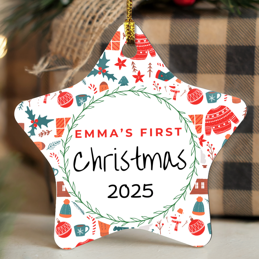 Personalized Baby's First Christmas Ornament Gift 2025, Star Ornament Baby Name, Custom Name Gift For New Born Boy or Girl