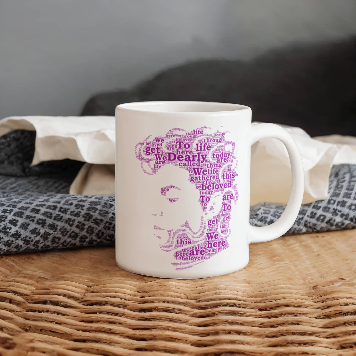 Prince Coffee Mug, Dearly beloved We are gathered here today. To get through this thing called life- White Porcelain Coffee Mug 11 oz