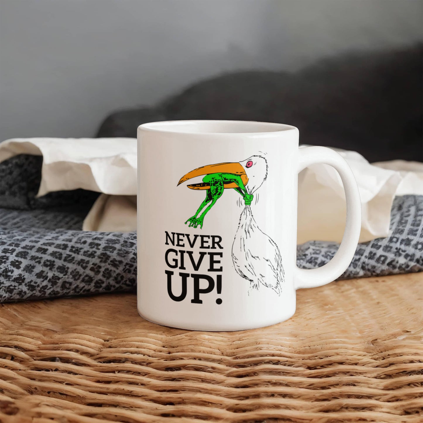 Never give up coffee mugs - funny christmas gifts - porcelain white coffee mug cute cool ceramic cup white, best office tea mug birthday