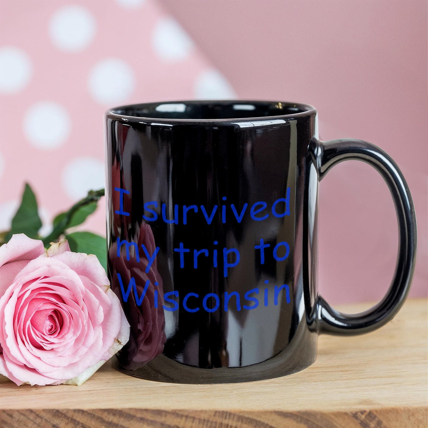 Wisconsin coffee mugs souvenirs , I survived my trip to Wisconsin - Black Coffee Mug Tea Cup 11 oz