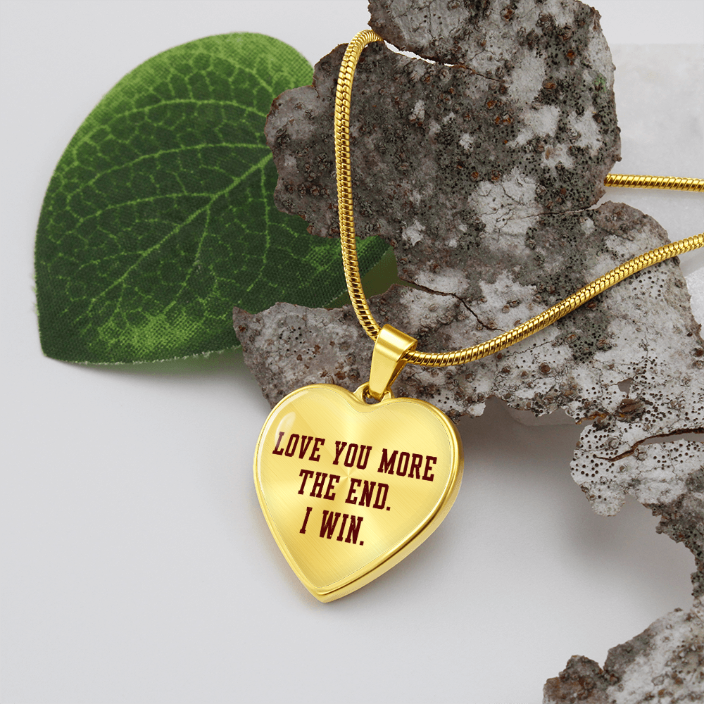 Relationship Necklace, Love You More The end I Win Heart Shape Pendent Necklace Engraved Necklaces