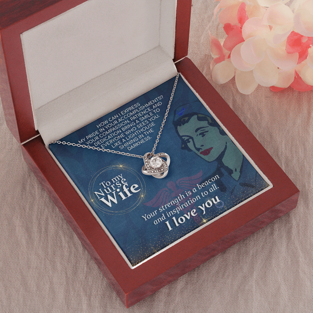 To My Nurse Wife Gift Necklace, Gift From Husband, Love Knot Necklace, Birthday Gift Necklace For Nurse Wife, Anniversary Gift For Nurse Wife