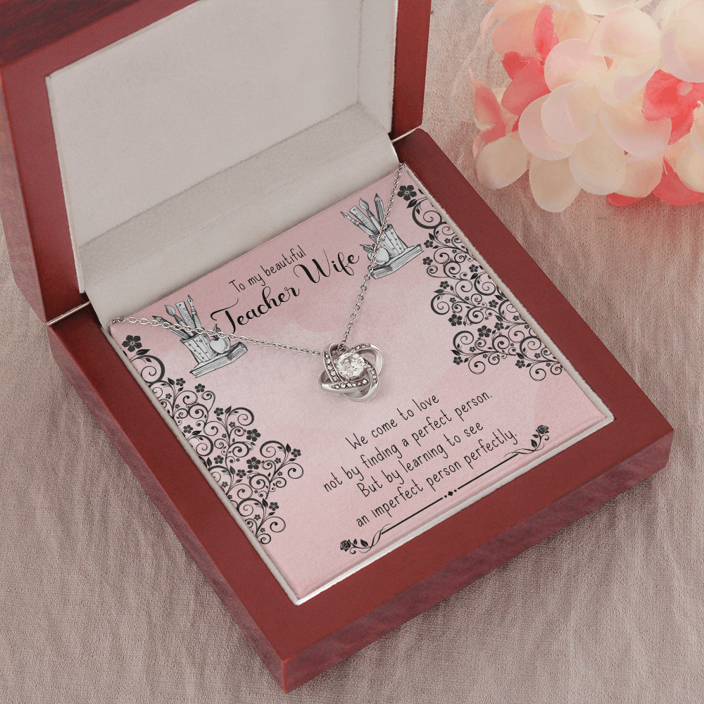 To My Beautiful Teacher Wife, Gift Necklace, Teacher Wife Birthday Gift Necklace, Teacher Wife Anniversary Gift Necklace