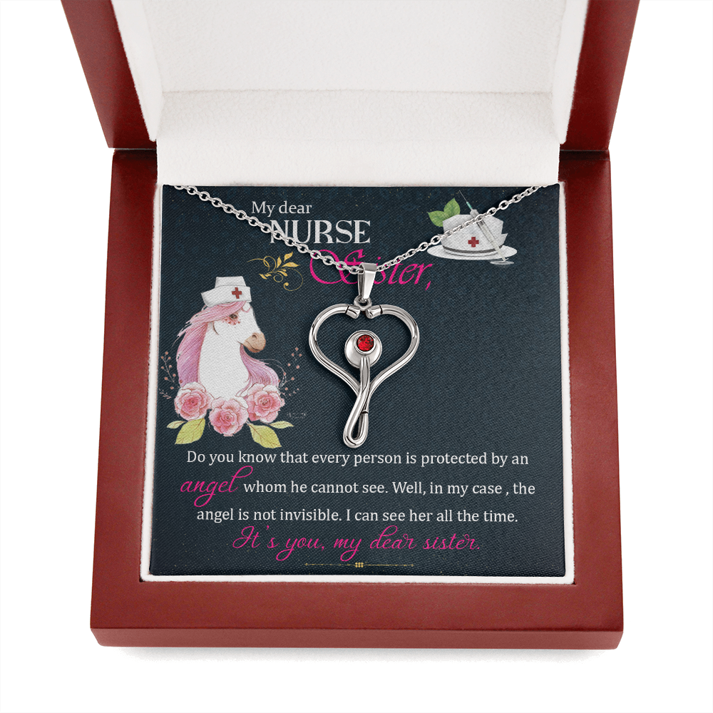 To My Dear Nurse Sister Gift Necklace, Gift Necklace For Sister, Gift From Brother, Sister, Birthday Gift Necklace For Nurse Sister