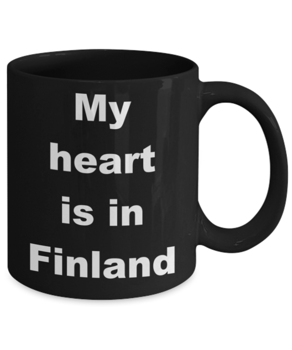 My heart is in Finland - Black Porcelain Coffee 11 oz