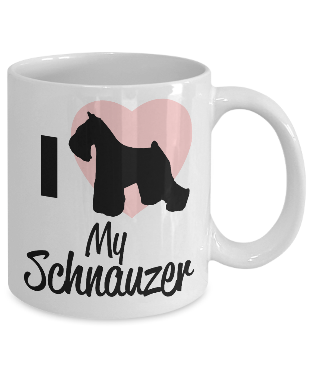 Dog Mom Gift Custom Coffee mug, I Love My Schnauzer-White Porcelain Coffee Mug 11 oz