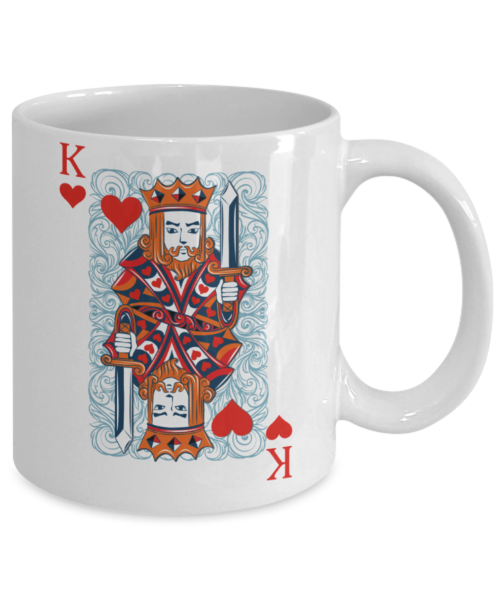 Aneversery gift - King Card - Funny White Porcelain Coffee Mug Cute Ceramic Cup 11 oz