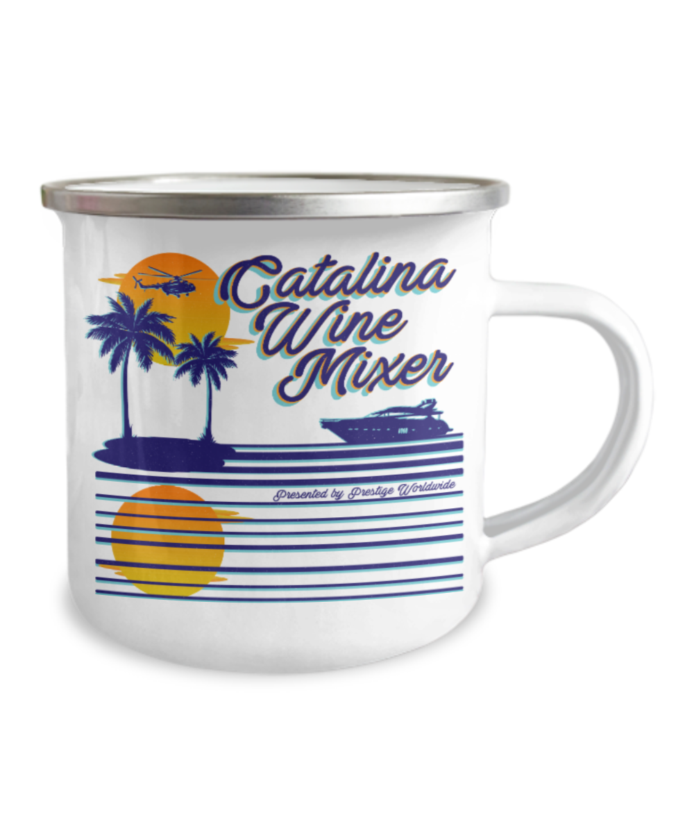 Pop culture lovers mugs , Catalina Wine Mixer -12 Oz Stainless Steel Enamel Finish White Camper Coffee Mug