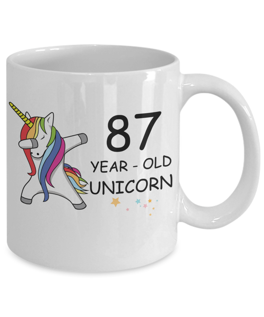 87th Birthday Gift for Women - 87 Year Old Unicorn Dabbing Mug - Funny White Porcelain Coffee 11 oz for Grandma, Mom, Sister, Best Friend, Women, Her - Legends are Born In 1933