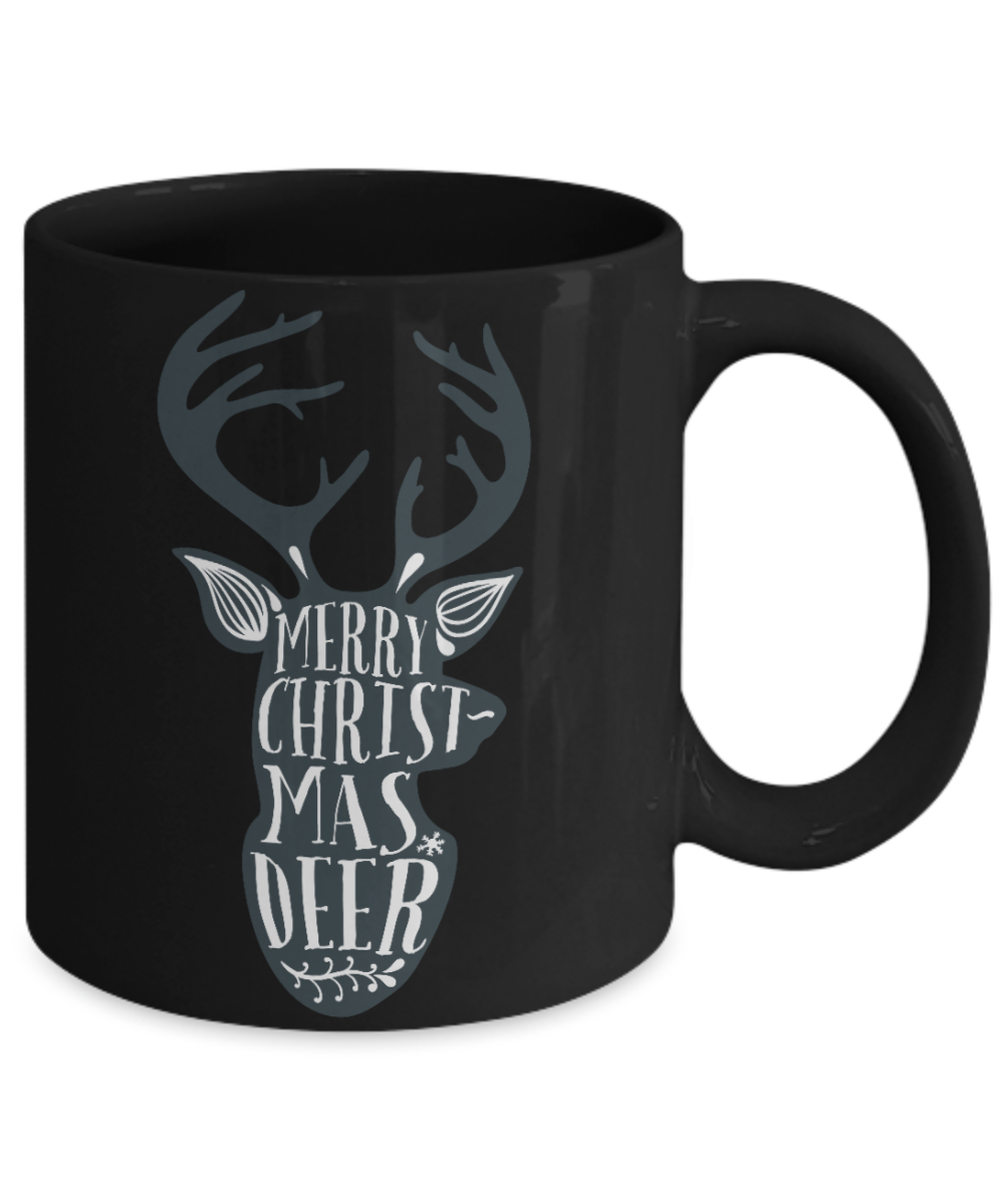 Knightmare before christmas mug - Merry Christmas Deer - Funny Christmas Gifts Mugs, Christmas Gifts for family Ceramic Cup Black, Funny Mugs Gift Ideas 11 Oz