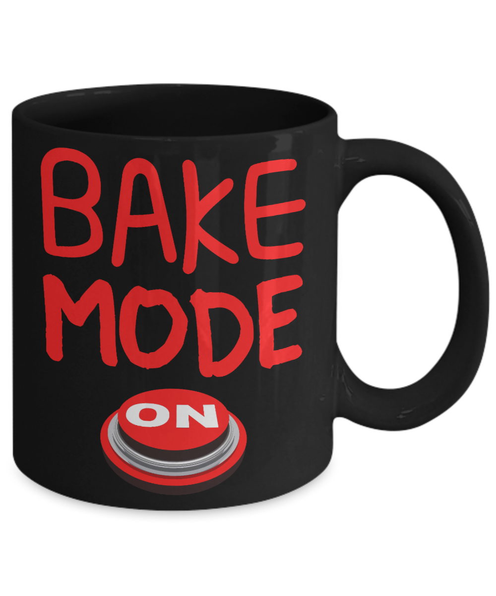 Love To Bake Coffee Mug, Bake Mode On -Black Porcelain Coffee Mug 11 oz for Baker, Mom, Sister, Brother,Dad