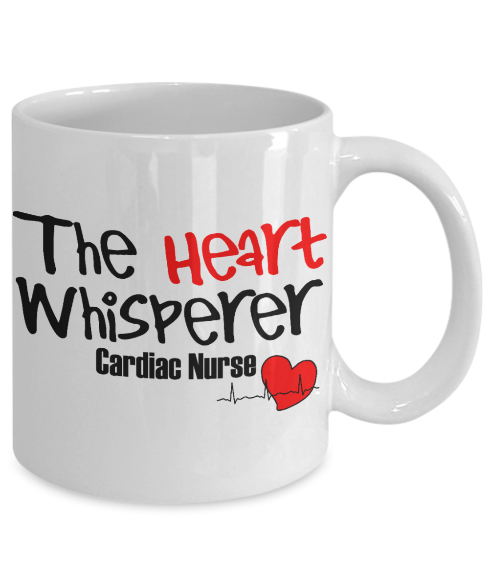 Nurse Appreciation Gift Coffee mug, The Heart Whisperer Cardiac Nurse -White Porcelain Coffee Mug 11 oz for Girlfriend, Father, Boyfriend, Wife, Husband, Nurse, medical, Nursing , Student