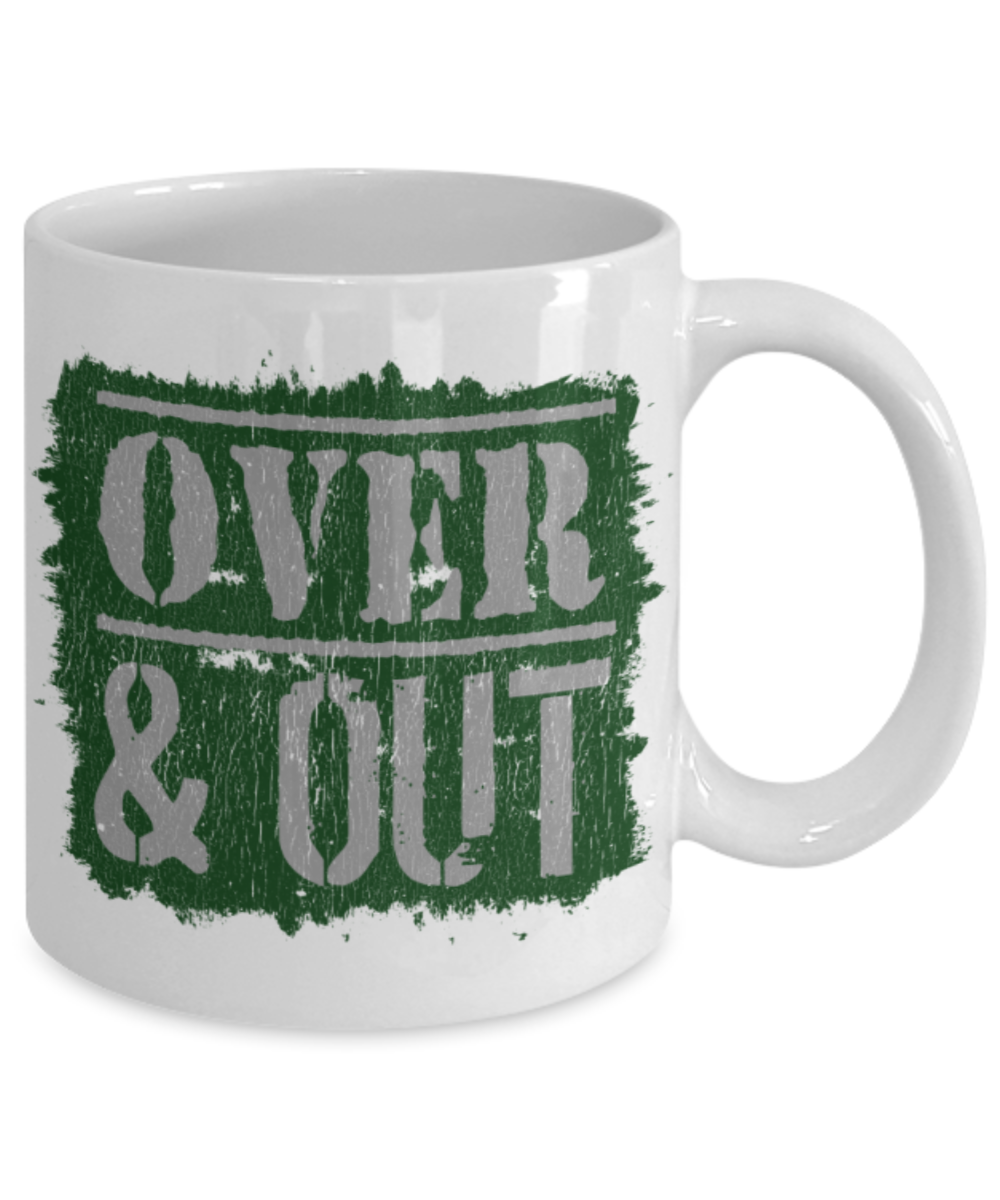 Cricket lovers Mugs, Over and Out - Funny White Porcelain Coffee 11 oz