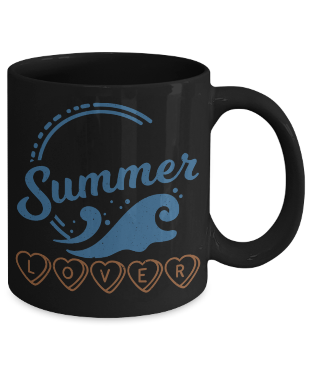 Summer Lovers Mugs, Summer Lover - Funny Black Porcelain Coffee 11 oz