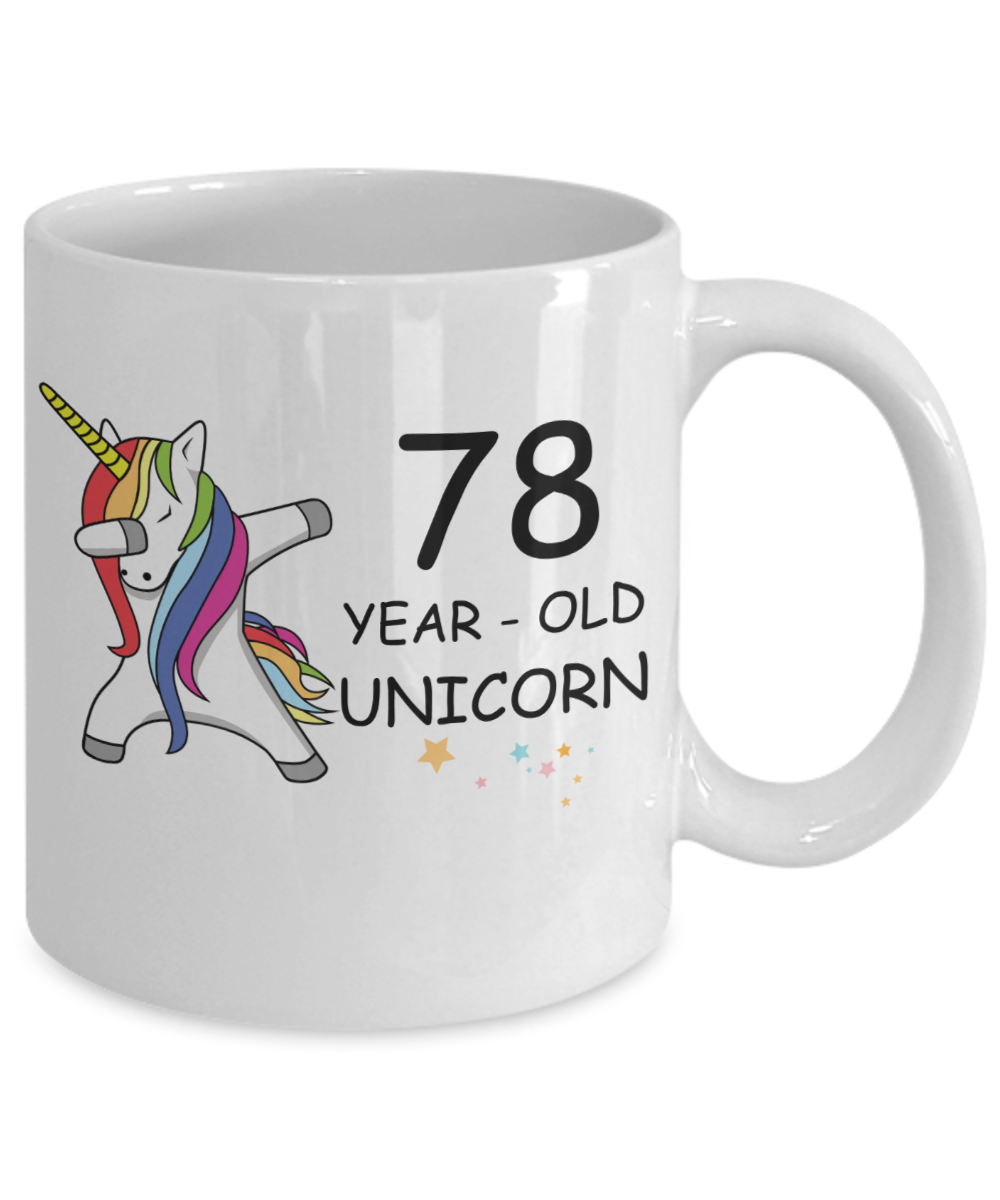 Unicorn Birthday gift 78th Birthday Gift for Women - 78 Year Old Unicorn Dabbing Mug - Funny White Porcelain Coffee 11 oz, 78th Anniversary Bday Gift for Grandma, Mom, Sister, Bestie - Legends are Born In 1942