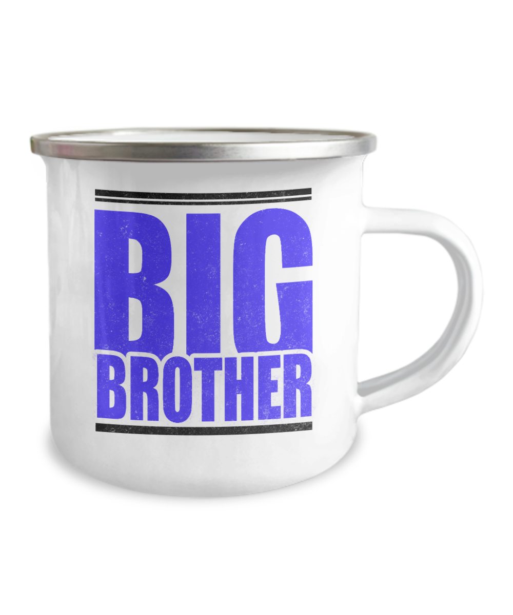 Brother Coffee Mug, Big Brother, Coffee Mug For Brother, Sister -12 Oz Stainless Steel Enamel Finish White Camper Coffee Mug